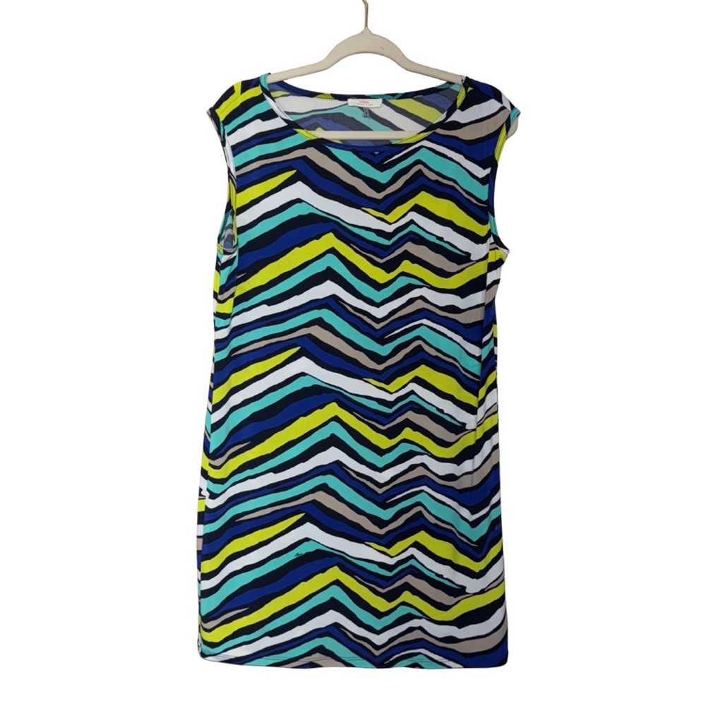 TRINA TURK Zigzag Print Sleeveless Dress. Size L